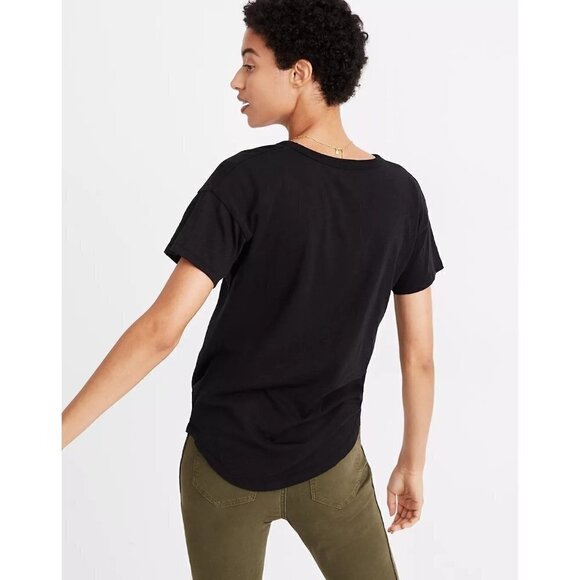 Madewell Whisper Cotton Rib-Crewneck Tee in True Black XXSmall Womens as-is - Picture 3 of 9